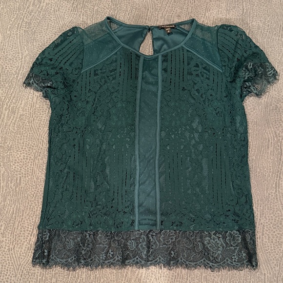 Express Teal Lace Blouse - Picture 1 of 3